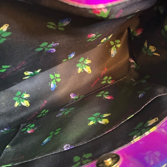 Betsey Johnson Iridescent RARE BAG Holographic Bow Satchel Crossbody Gold Purse - Picture 15 of 16